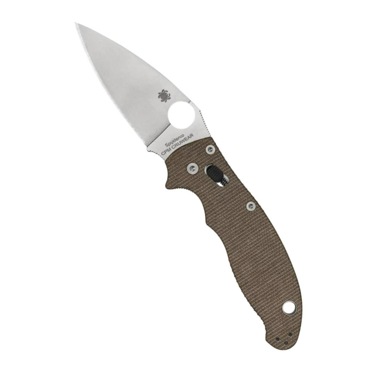 Spyderco Manix 2 Folding Utility Brown Canvas Pocket Knife with PlainEdge Blade
