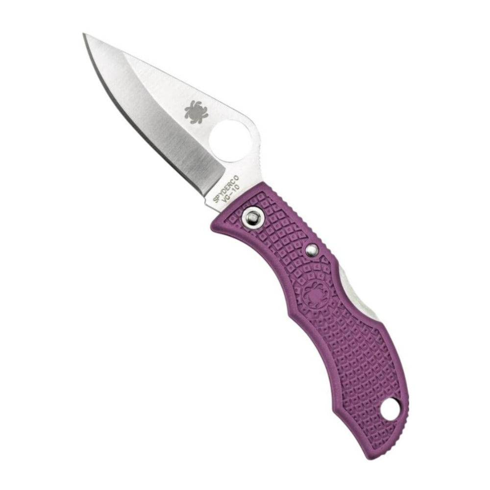 Spyderco Ladybug 3 PlainEdge Folding Purple Knife with VG 10 Steel Blade