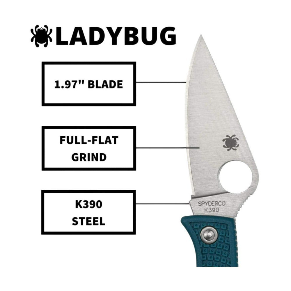 Spyderco Ladybug 3 Blue Folding Knife with K390 PlainEdge Stainless Steel Blade