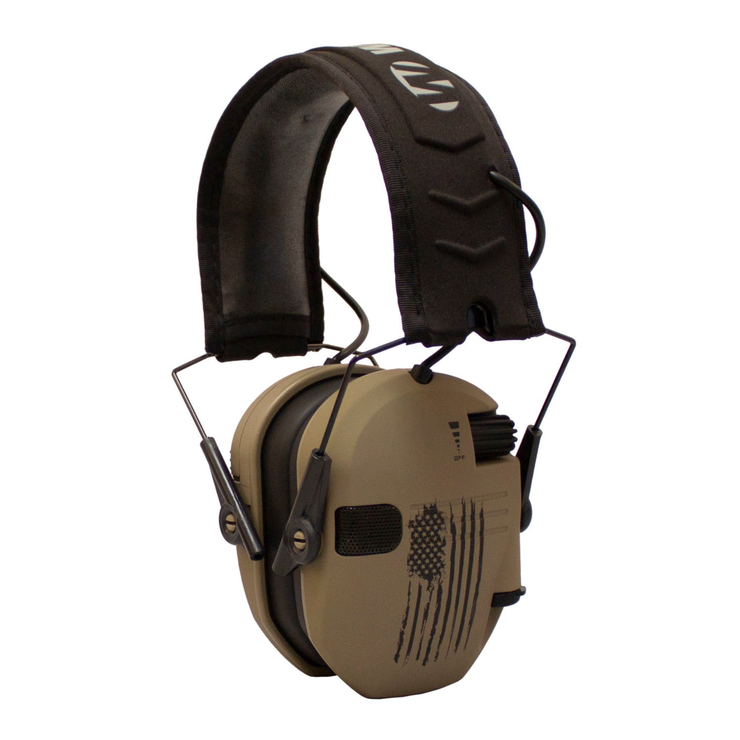 Walkers Razor Slim Electronic Shooting Hearing Protection Muff Distressed Flag