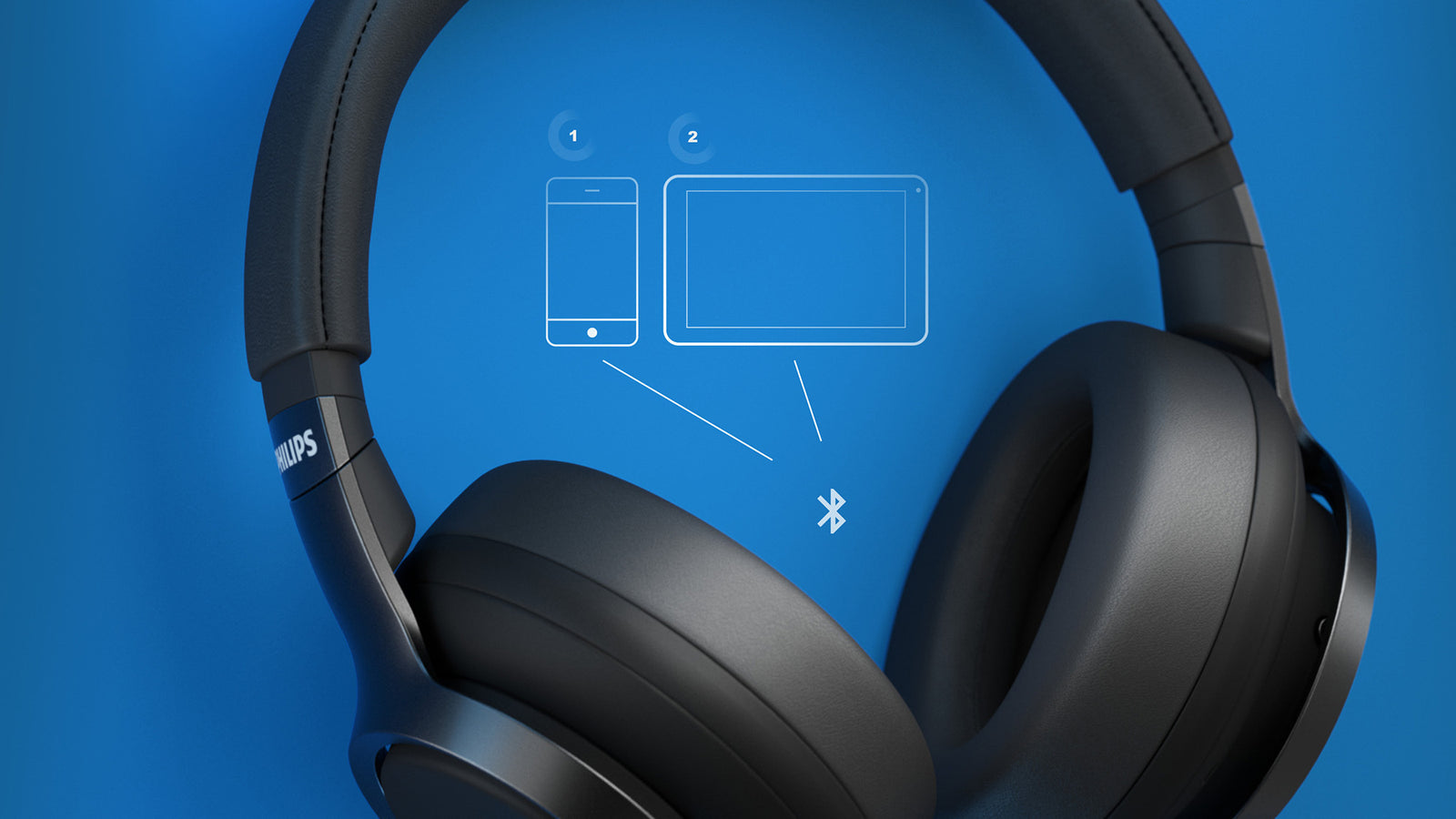 Philips H9505BK Over-Ear Wireless Headphones with Hybrid Active Noise Canceling