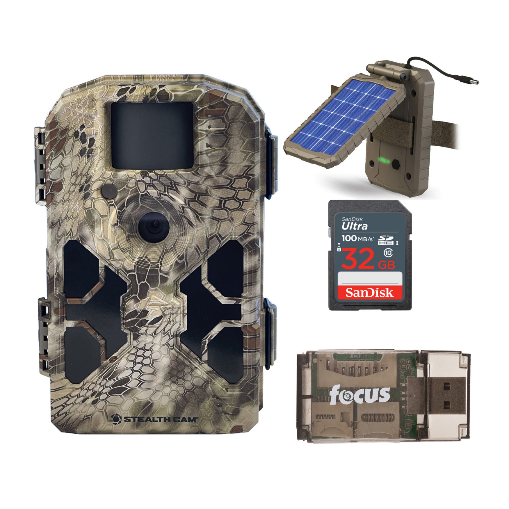 Stealth Cam 2022 Trail Camera with Solar Power Panel and 32GB SD Card Bundle