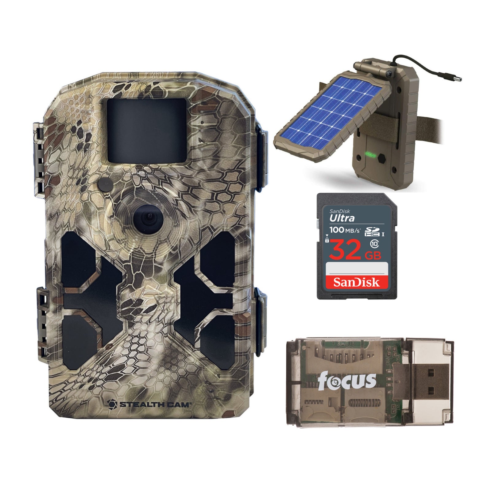 Stealth Cam 2022 Trail Camera with Solar Power Panel and 32GB SD Card Bundle