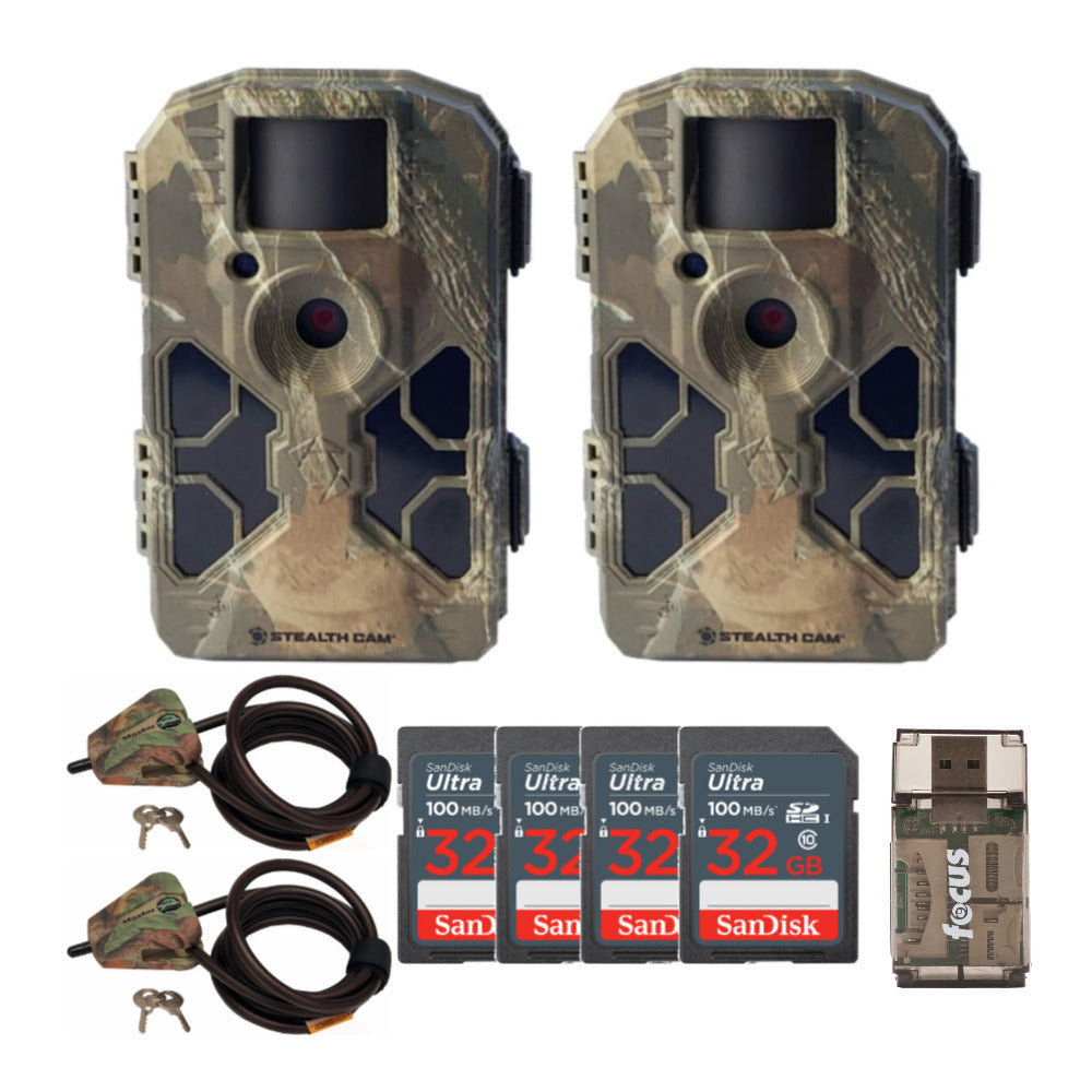 Stealth Cam G42NG No-Glo Trail Camera (2-Pack) Bundle with Cables and SD Cards