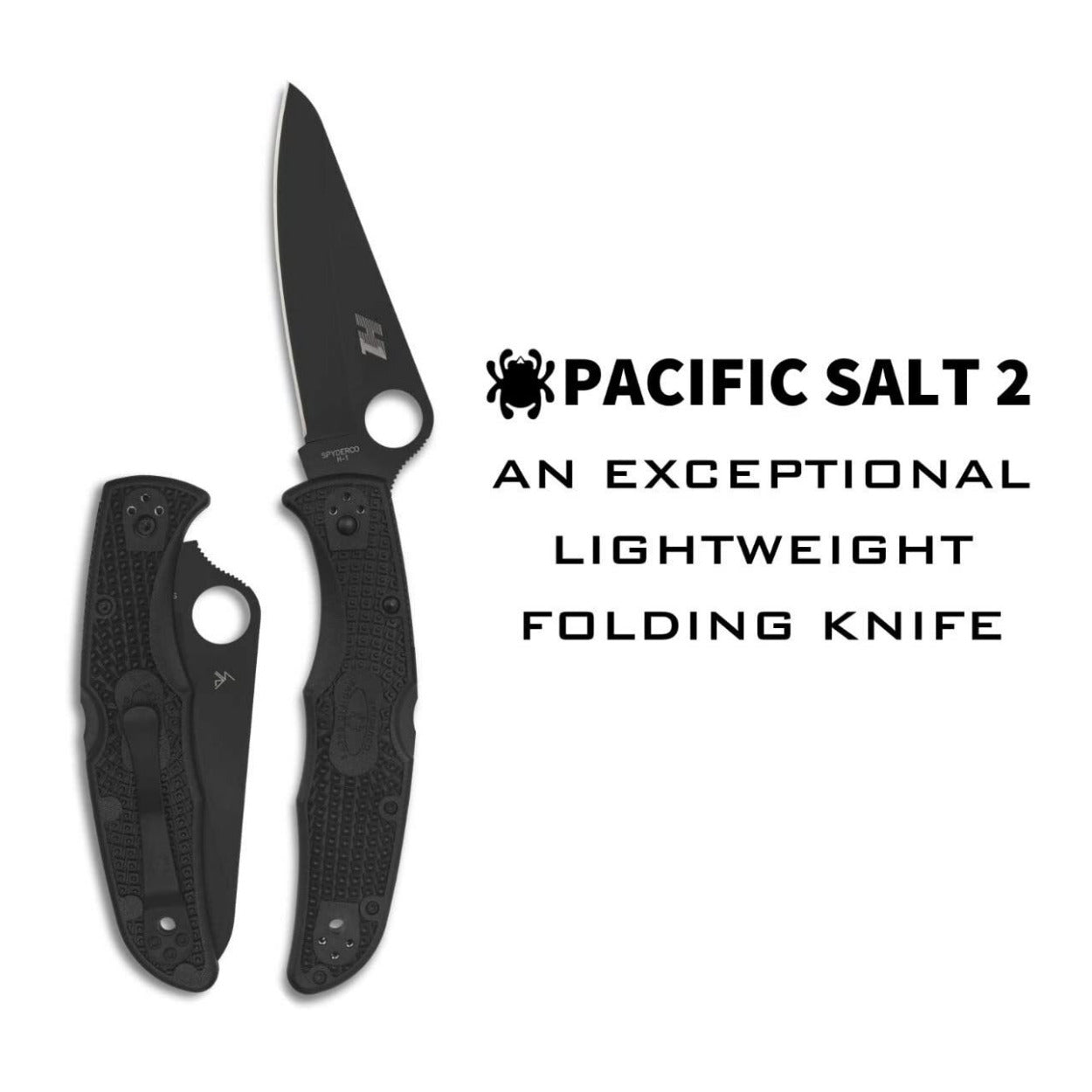 Spyderco Pacific Salt 2, 8.72-Inch Lightweight Folding Knife with Handle (Black)