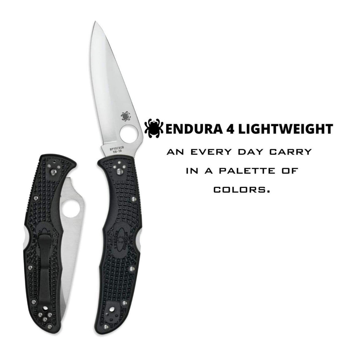 Spyderco Endura 4 3.80-Inch Durable Steel Blade Foldable PlainEdge Knife (Black)