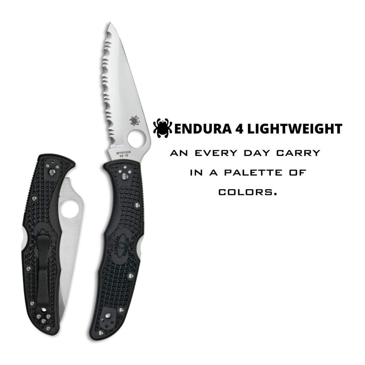 Spyderco Endura 4 3.80-Inch Steel Durable Blade Signature Serrated Knife (Black)