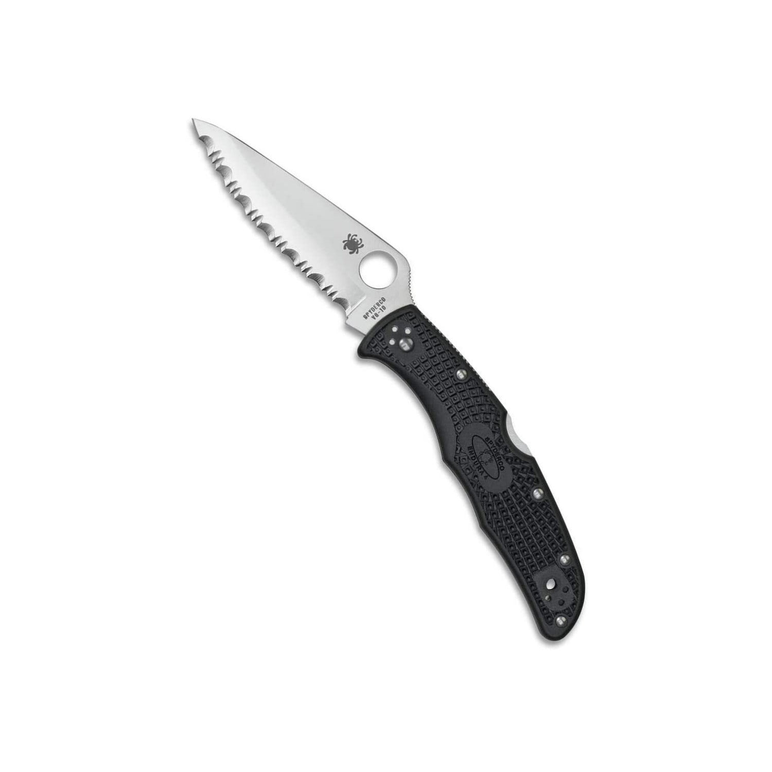 Spyderco Endura 4 3.80-Inch Steel Durable Blade Signature Serrated Knife (Black)