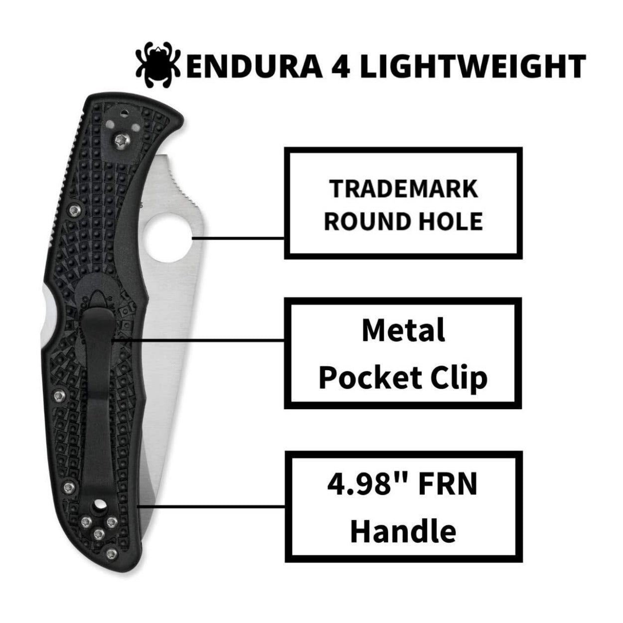 Spyderco Endura 4 3.80-Inch Steel Durable Blade Signature Serrated Knife (Black)