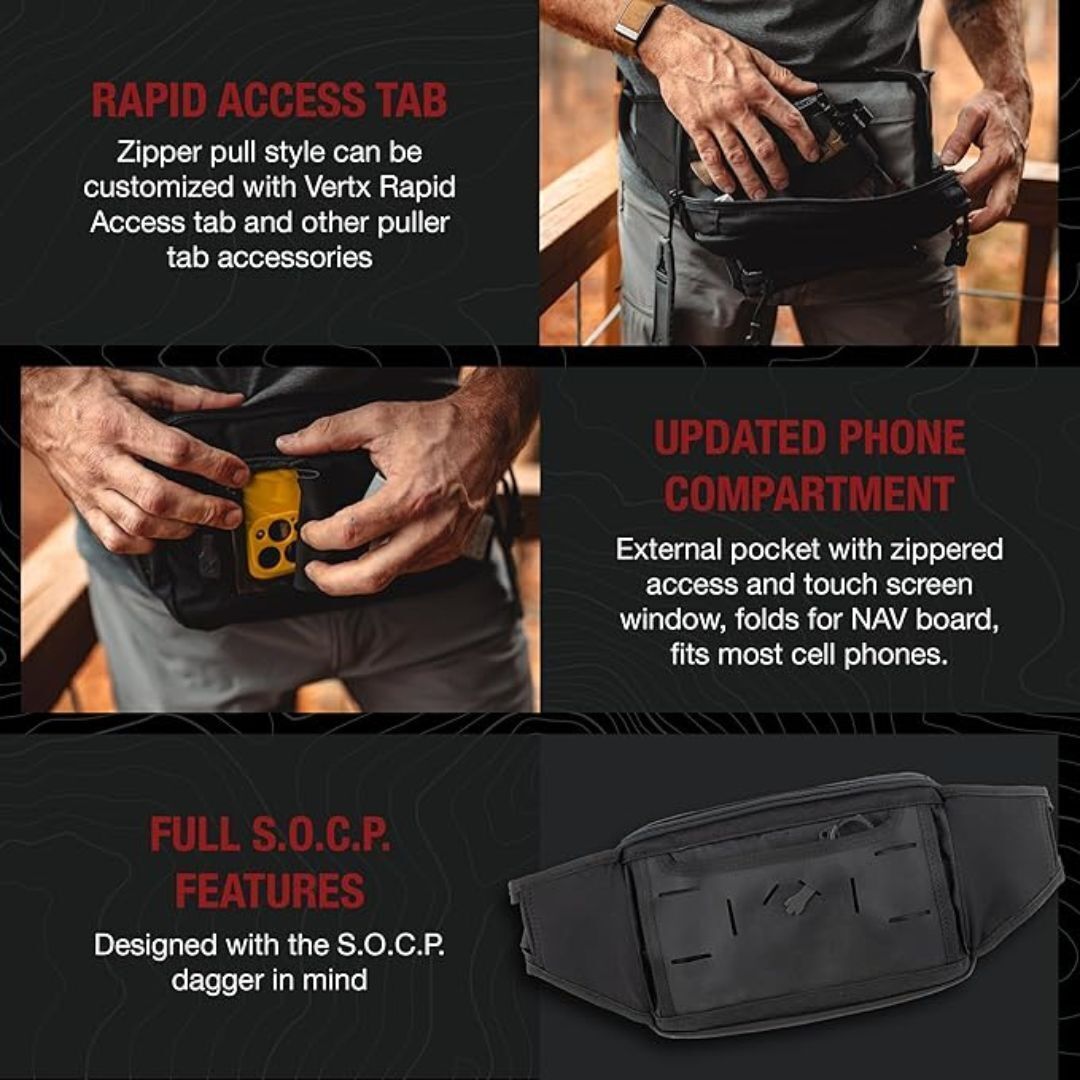 Vertx S.O.C.P. Tactical Fanny Pack, CCW Crossbody Waist Bag for Men and Women, Concealed Carry, EDC, Travel, Work
