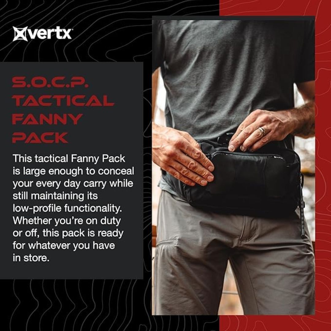 Vertx S.O.C.P. Tactical Fanny Pack, CCW Crossbody Waist Bag for Men and Women, Concealed Carry, EDC, Travel, Work
