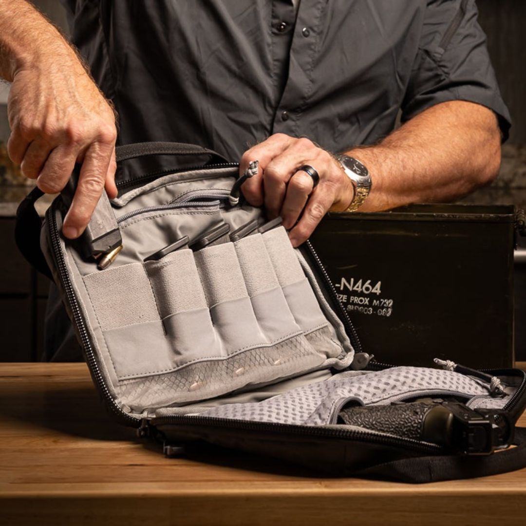 Vertx VTAC Single Pistol Case, Soft Gun Pouch Bag and Mag Holder, Ammo Tactical Gear Travel Accessories, Black (F1 VTX5709)