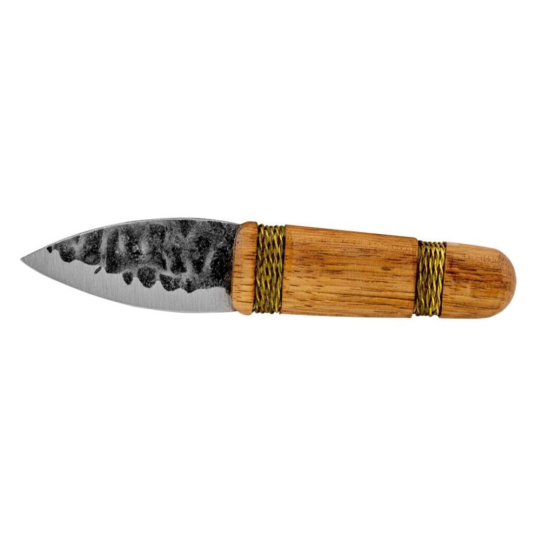 Otzi 2.3 Inch 1095 High Carbon Steel Fixed Blade Knife Burnt American Hickory Handle