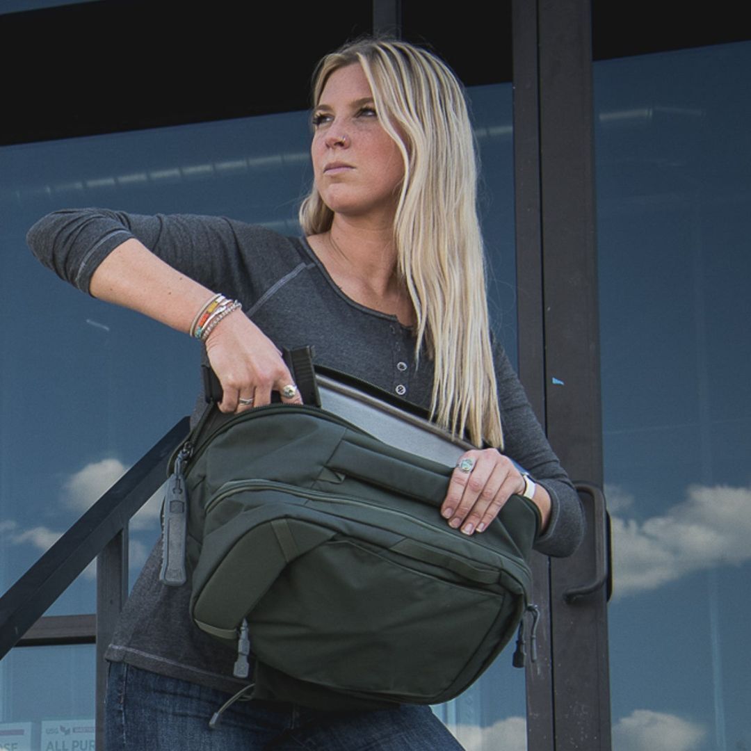 Vertx Transit Tactical Bag Sling Backpack 17L Backpack for Conceal Carry (CCW), Travel, Work, Tactical Gear, Rudder Green