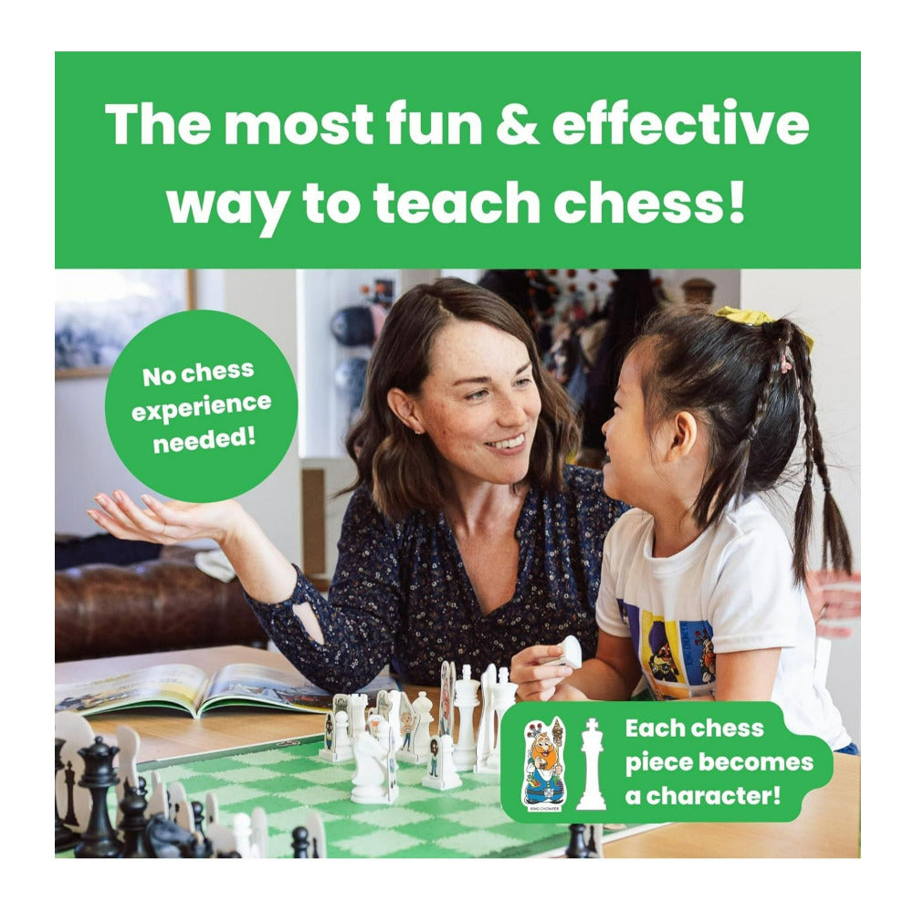 Story Time Chess Level 1 Kids Sets with Double Sided Board for Beginners