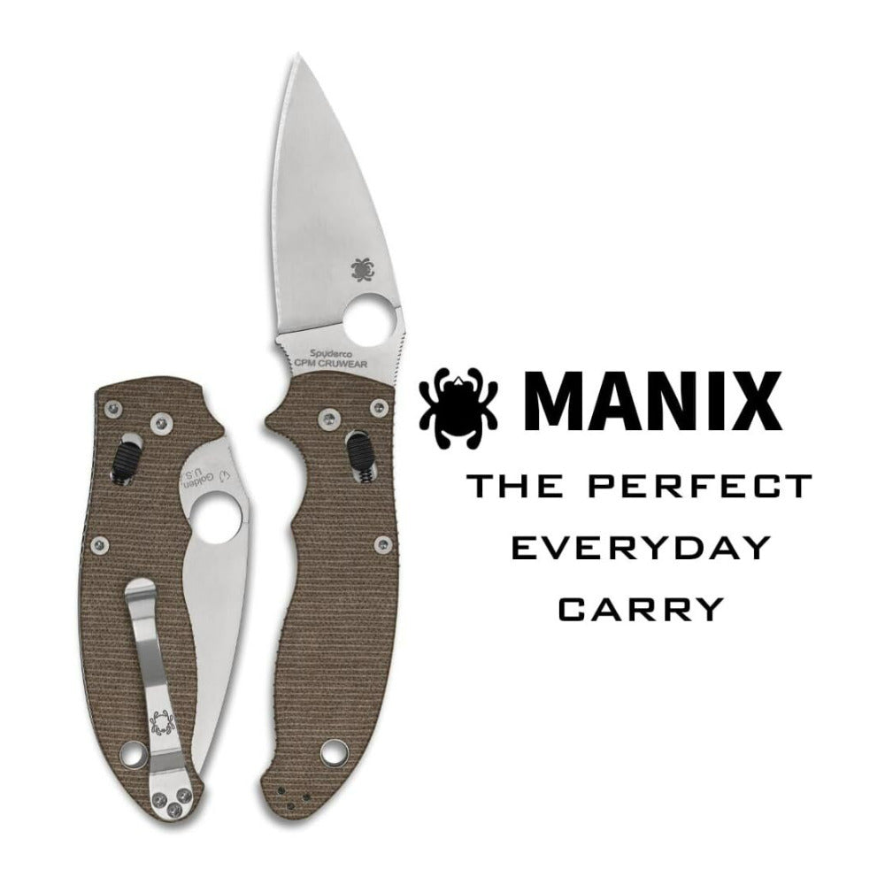 Spyderco Manix 2 Folding Utility Brown Canvas Pocket Knife with PlainEdge Blade