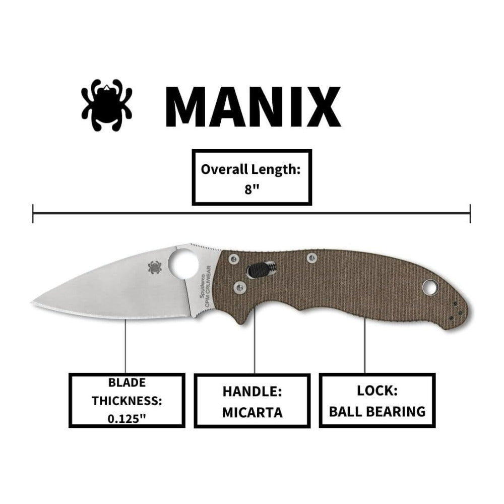 Spyderco Manix 2 Folding Utility Brown Canvas Pocket Knife with PlainEdge Blade