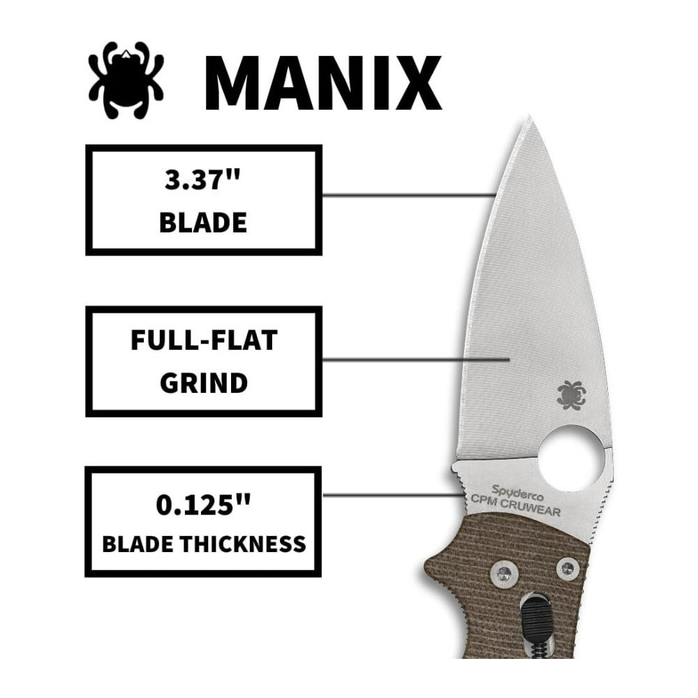Spyderco Manix 2 Folding Utility Brown Canvas Pocket Knife with PlainEdge Blade