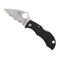 Spyderco Manbug Folding Black Knife with Full Flat Ground Serrated VG 10 Blade