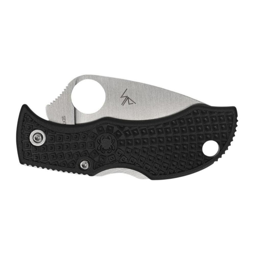 Spyderco Manbug Folding Black Knife with Full Flat Ground Serrated VG 10 Blade