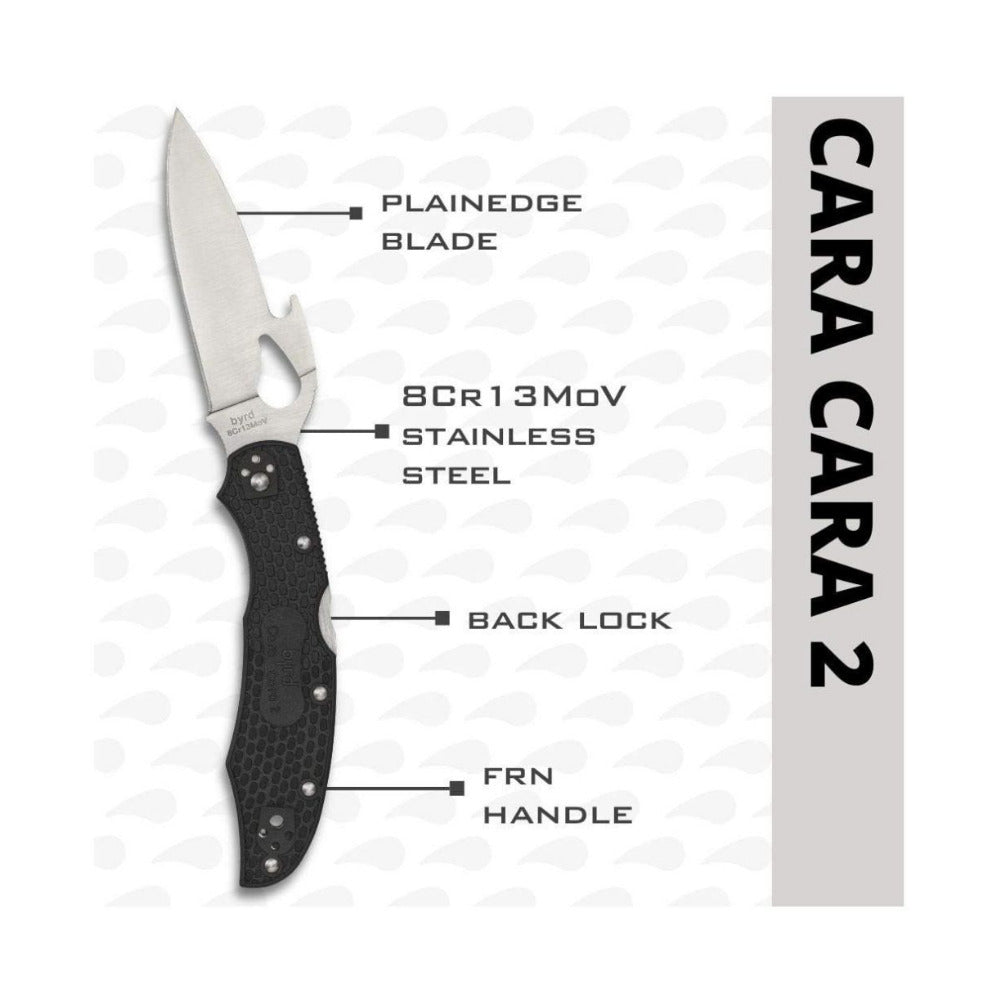 Spyderco Cara Cara 2 PlainEdge Black Knife with Emerson Opener and FRN Handle