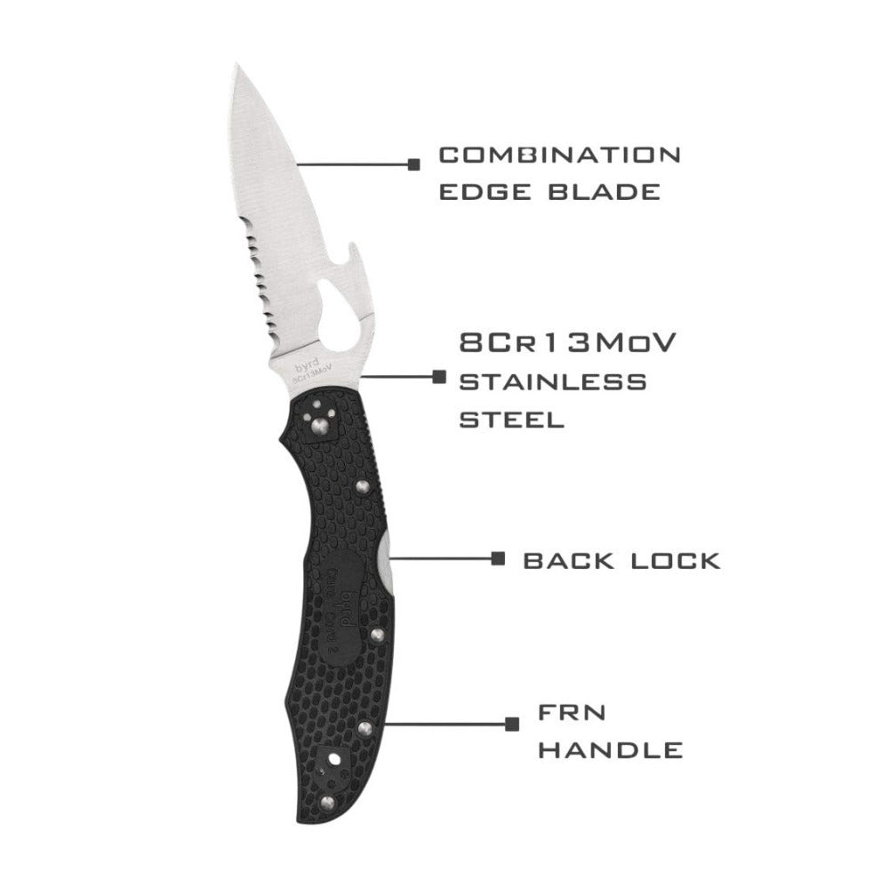 Spyderco Cara Cara 2 CombinationEdge Black Knife with Emerson Opener