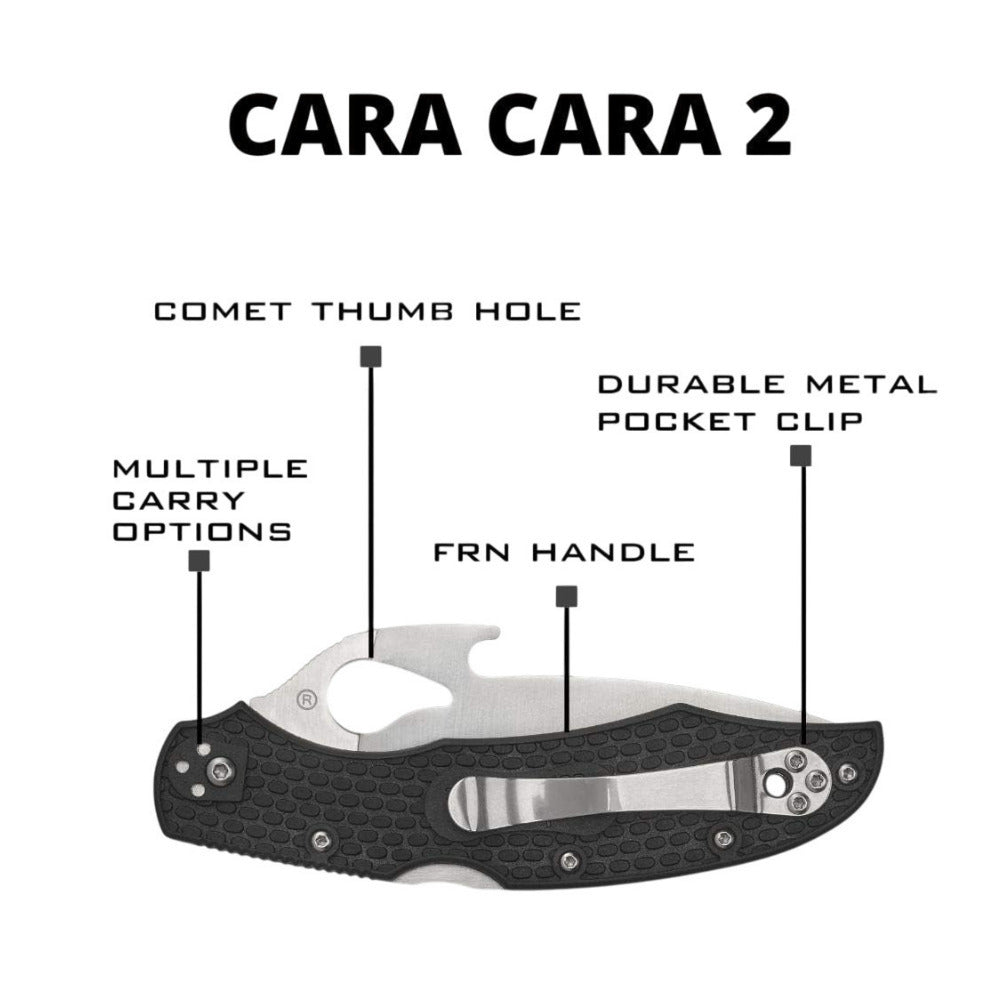 Spyderco Cara Cara 2 CombinationEdge Black Knife with Emerson Opener