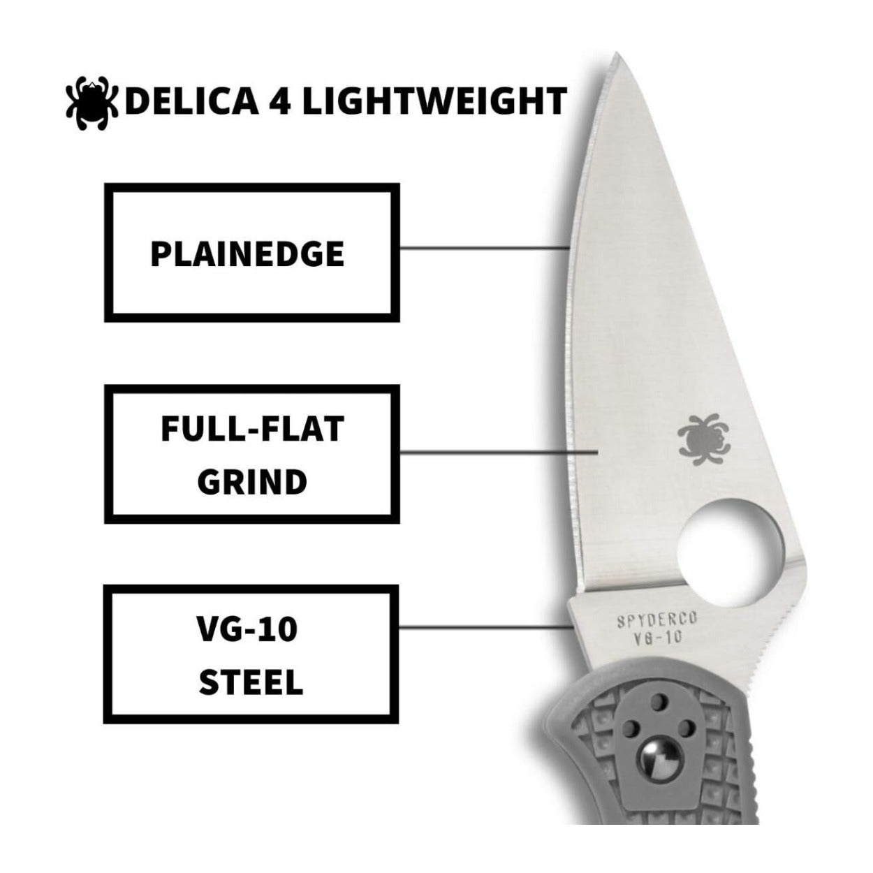 Spyderco Delica 4 Lightweight 7.15 Inch PlainEdge Signature Gray Folding Knife
