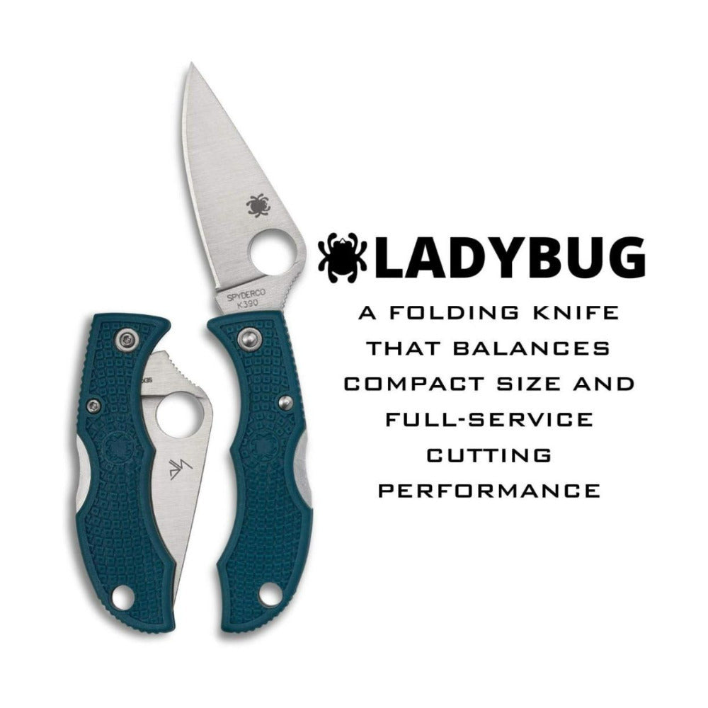 Spyderco Ladybug 3 Blue Folding Knife with K390 PlainEdge Stainless Steel Blade