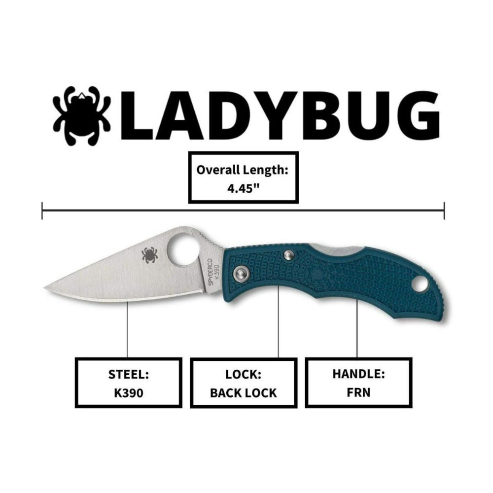 Spyderco Ladybug 3 Blue Folding Knife with K390 PlainEdge Stainless Steel Blade