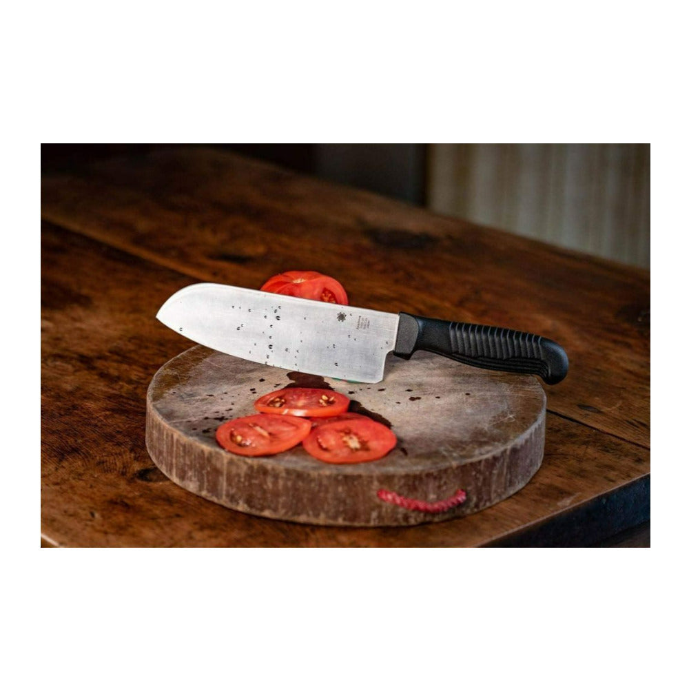Spyderco K08 Santoku 12.6 Inch PlainEdge Black Kitchen Knife with MBS 26 Blade