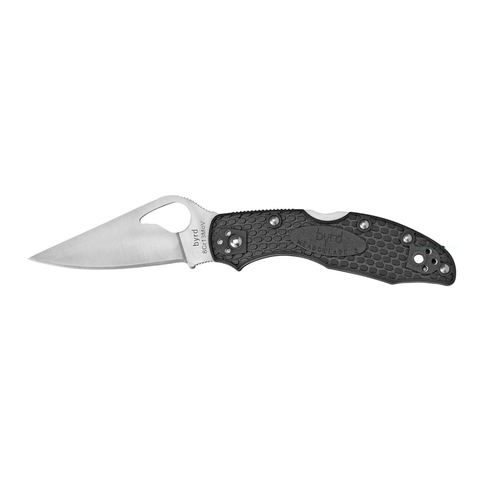 Spyderco Byrd Meadowlark 2 6.90 Inch Folding Black Knife with Plain Edge Blade