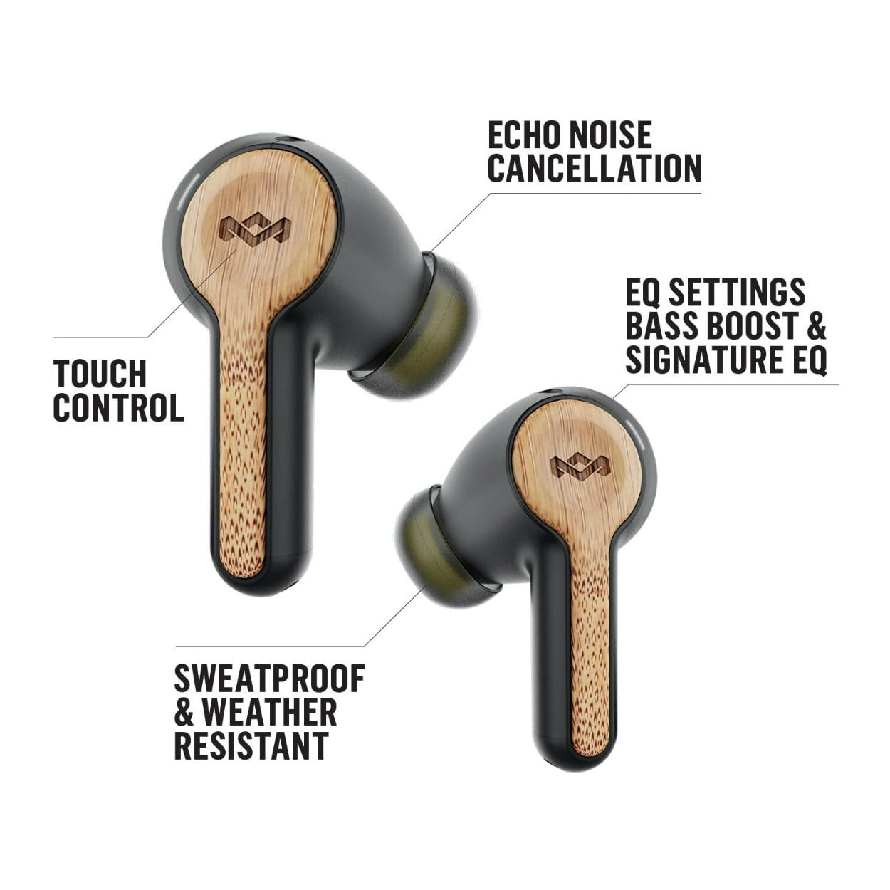House of Marley Rebel True Wireless Signature Black Earbuds