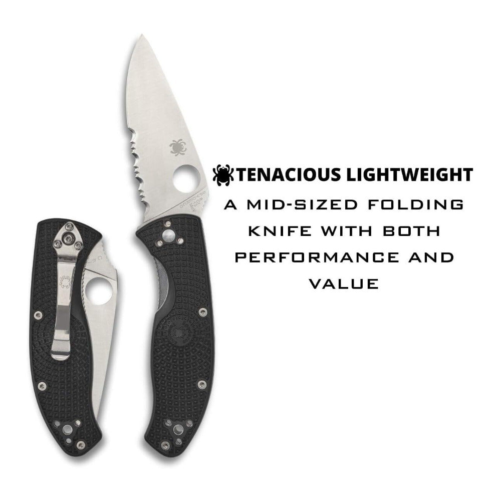 Spyderco Tenacious Lightweight Folding Pocket Knife with Black FRN Handle