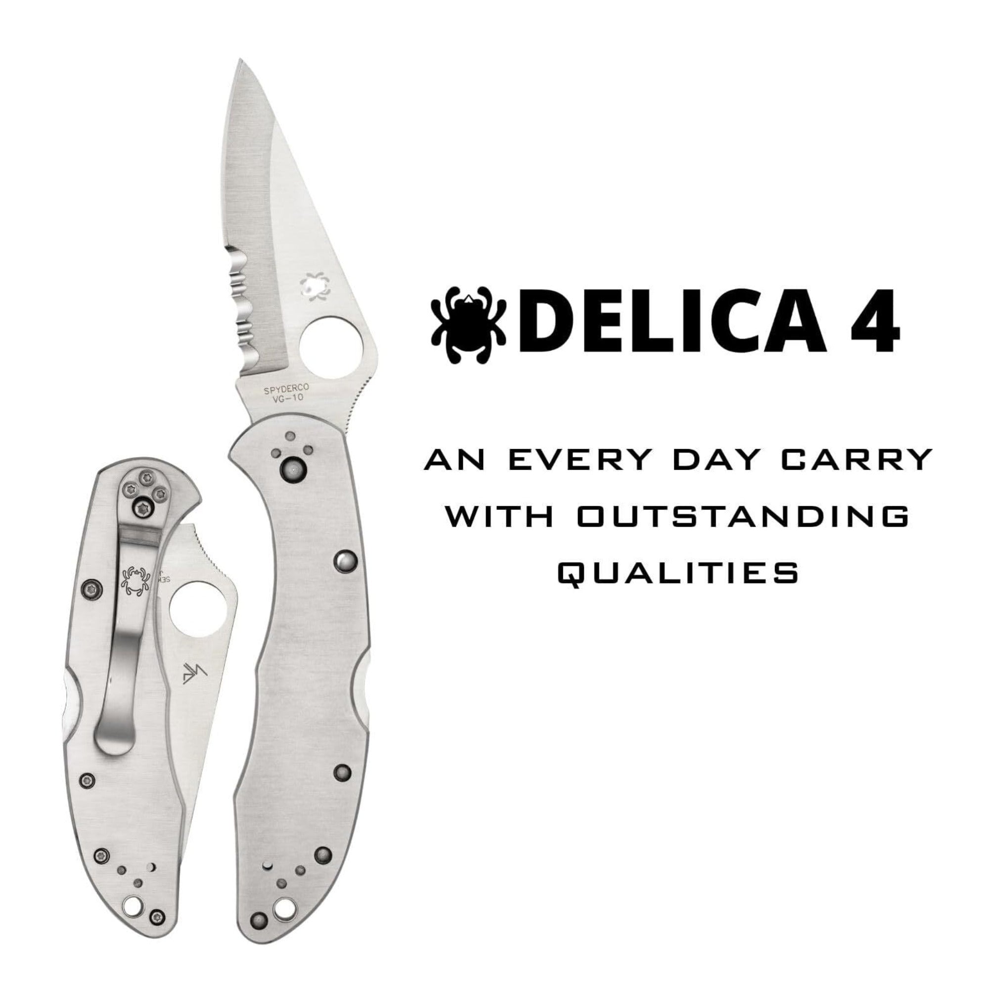 Spyderco Delica 4 Stainless Steel Folding Knife with VG-10 Drop Point 73mm