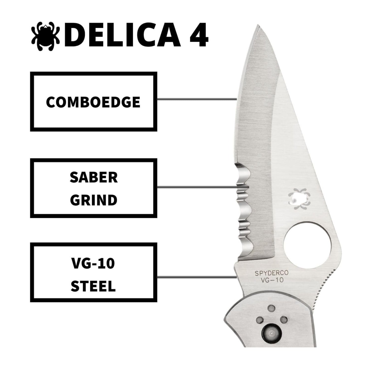Spyderco Delica 4 Stainless Steel Folding Knife with VG-10 Drop Point 73mm