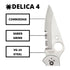 Spyderco Delica 4 Stainless Steel Folding Knife with VG-10 Drop Point 73mm