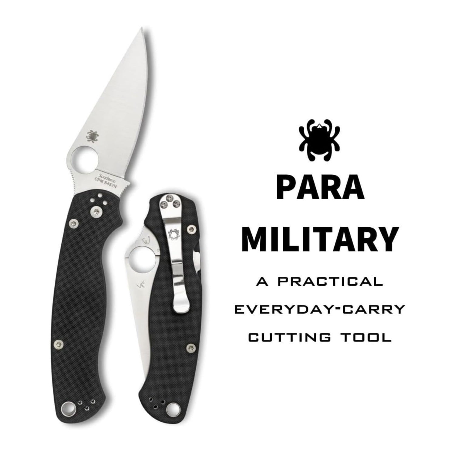 Spyderco Para Military 2 Left Handed Folding Knife 3.4 Inch Blade G10 Handle