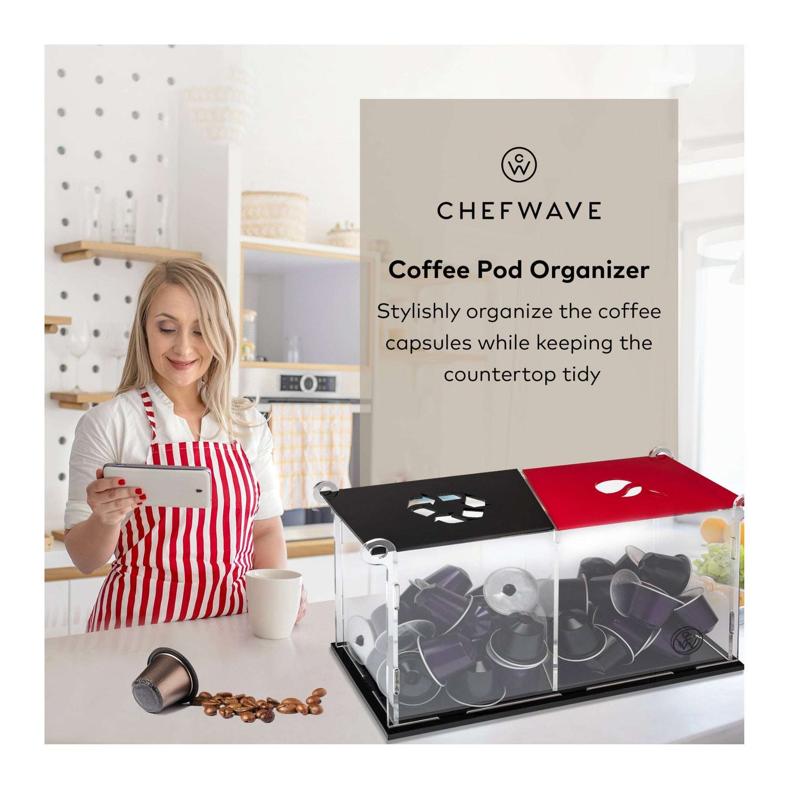 ChefWave Coffee Pod Organizer for Nespresso Capsules